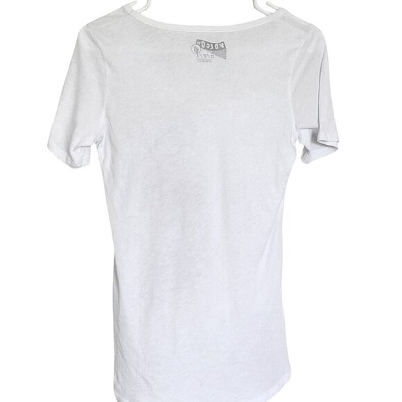 Volcom White T-Shirt Women's Small Volcom Word Graphic Skater Tee Sheer Punk - Picture 3 of 9